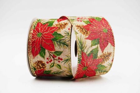 Exquisite Poinsettia Wired Ribbon_KF6347G-14-2_natural